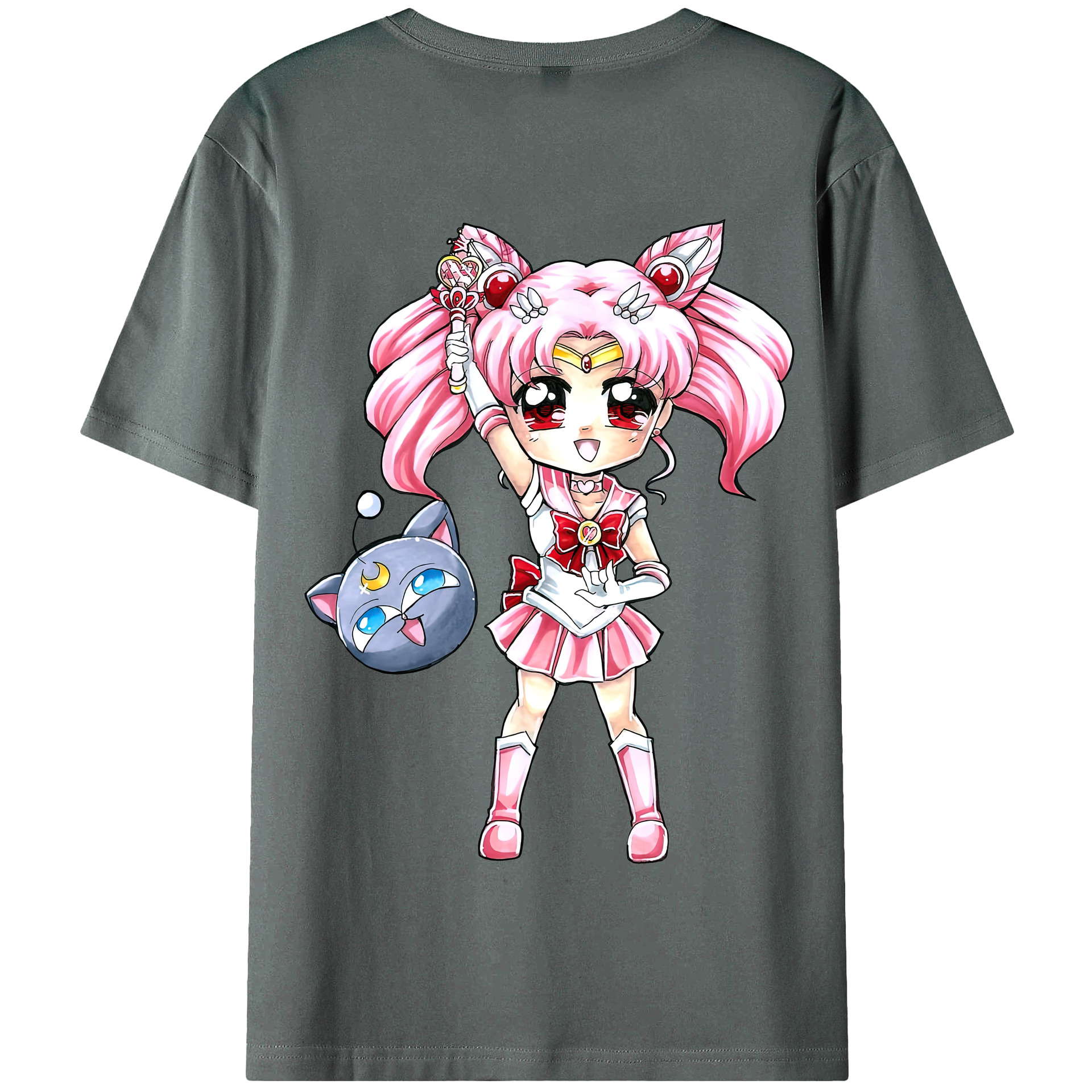 （画像用） 美少女戦士セーラームーン ちびうさ Sailor Moon Chibiusa Tsukino Usagi Small Lady Serenity 綿100％半袖Tシャツ（背面プリント）